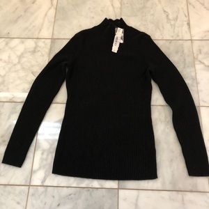 Alex Marie Black Mock TNeck Cashmere Sweater Sz S
